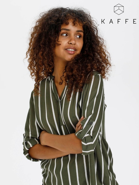 Kaffe Green Stridy Long Sleeve Blouse (T88720) | £35