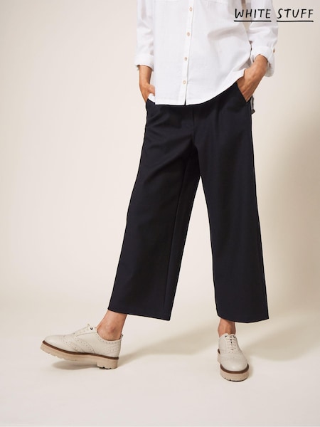White Stuff Black Belle Wide Leg Cropped Trousers (T89515) | £65