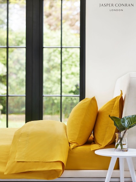 Jasper Conran London Bamboo Yellow 300 Thread Count Percale Weave Plain Duvet Cover (T89716) | £60 - £115