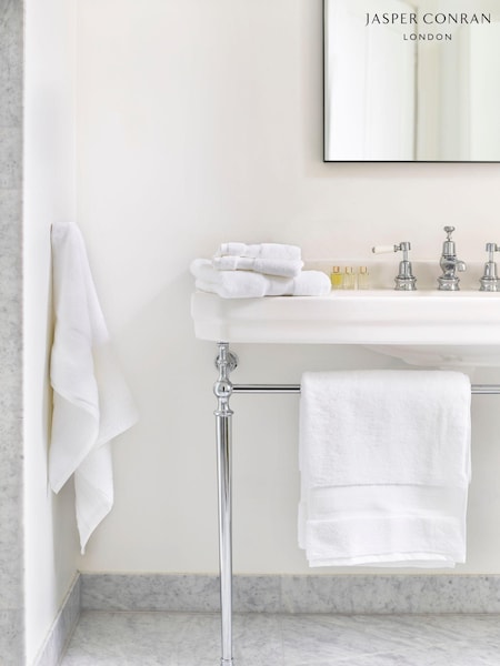 Jasper Conran London White Zero Twist Lightweight Soft Fast Drying 100% Cotton Towel (T89717) | £15 - £40