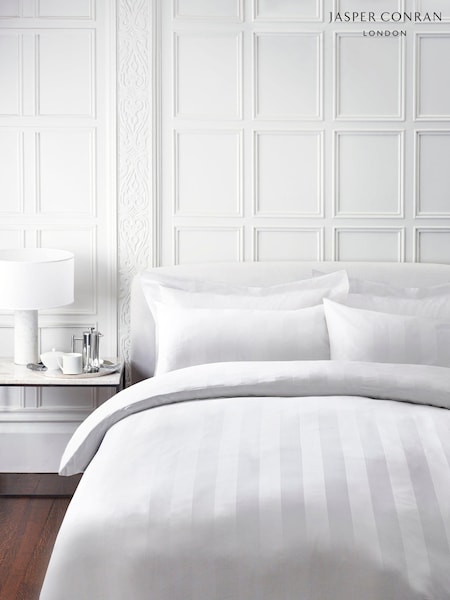 Jasper Conran London White 500 Thread Count Satin Stripe 100% Cotton Pillowcase (T89759) | £20