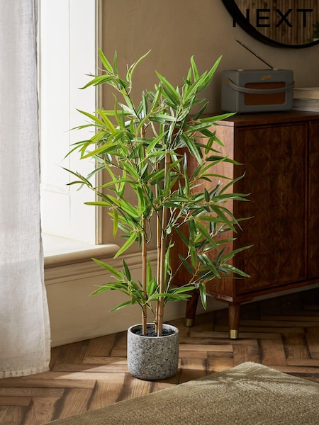 Green Artificial Bamboo Tree Plant In Concrete Pot (T90155) | £65