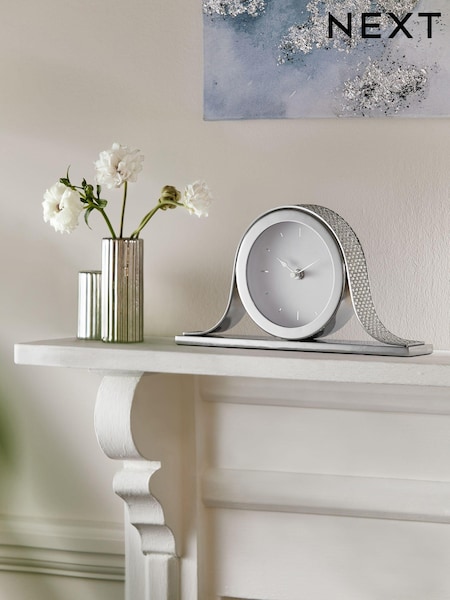 Silver Ella Mantel Clock (T90971) | £40