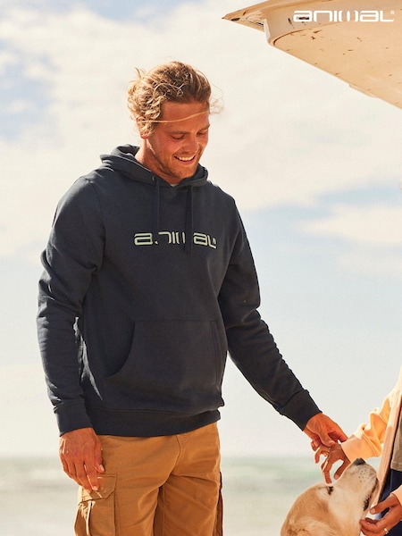 Animal Navy Blue Mens Driver Logo Hoodie (T91173) | £49