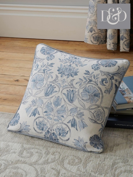 Dreams & Drapes Blue Averie 100% Cotton Cushion (T91257) | £16