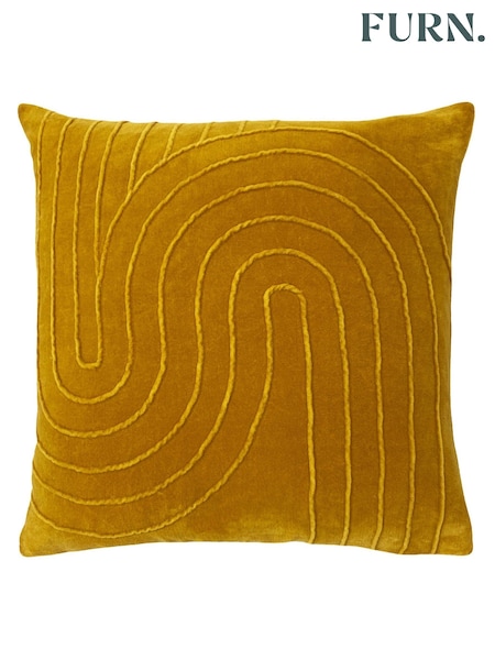Furn Ochre Yellow 45 x 45cm Mangata 100% Cotton Velvet Cushion (T91592) | £22