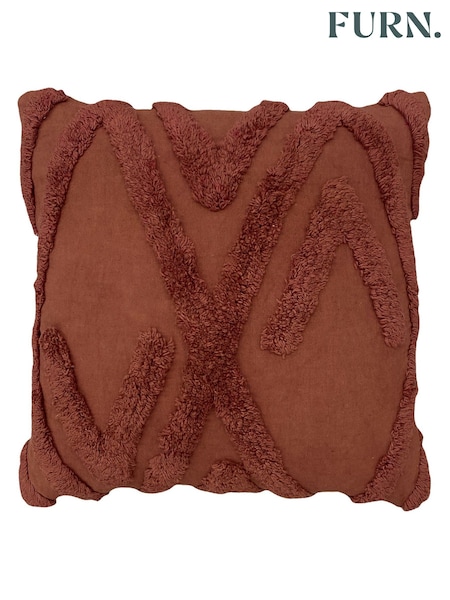 Furn Red Kamjo 100% Cotton Tufted Geometric Cushion (T91618) | £17