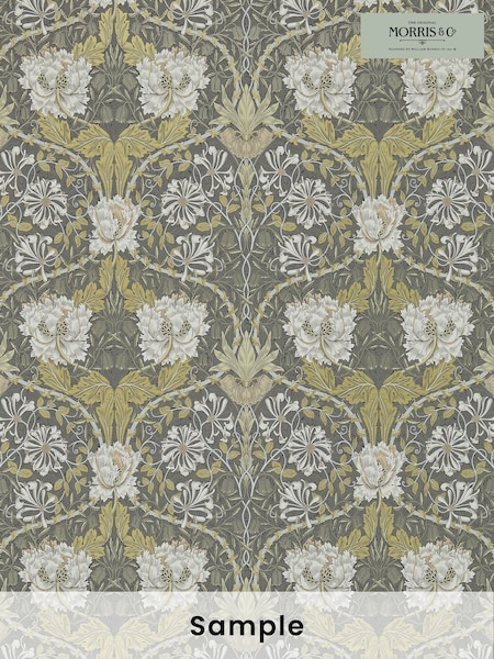 Morris & Co. Grey Honeysuckle Tulip Wallpaper (T93384) | £1