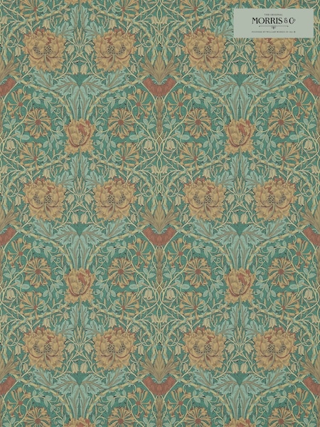 Morris & Co. Green Honeysuckle Tulip Wallpaper (T93404) | £1