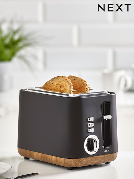 Black Bronx Wood Effect 2 Slice Toaster (T94365) | £40