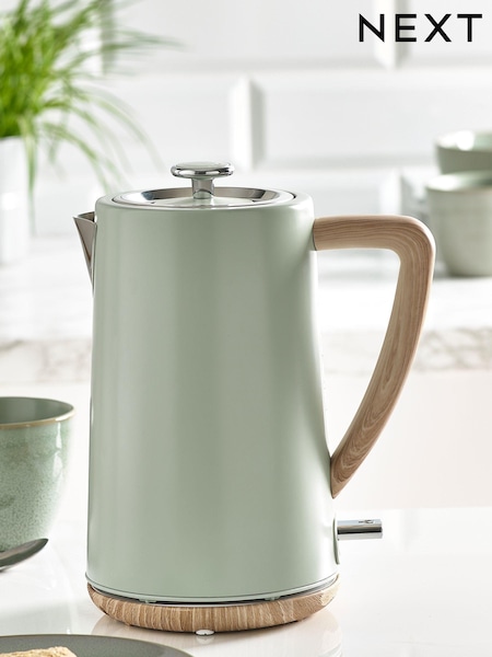 Sage Green Bronx Wood Effect Kettle (T94368) | £45