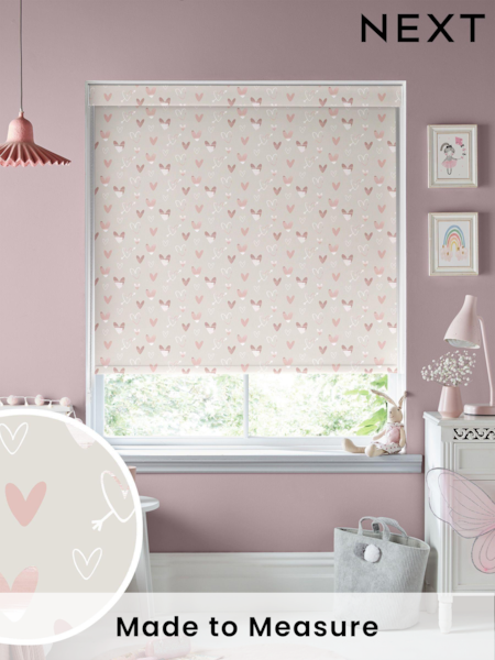 Natural Linen Love Hearts Made To Measure Roller Blinds (T96295) | £57