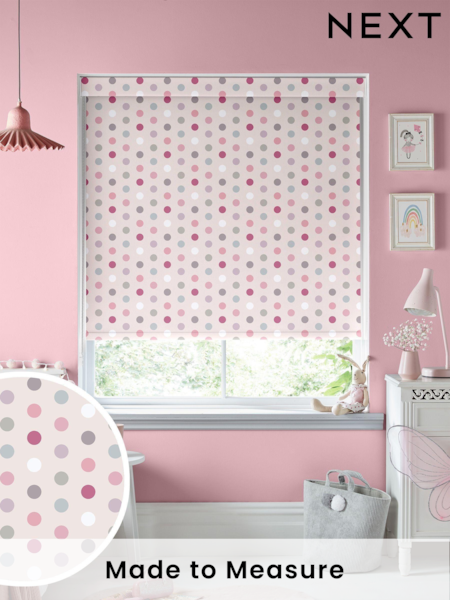 Blush Pink Polka Dots Made To Measure Roller Blind (T96302) | £57