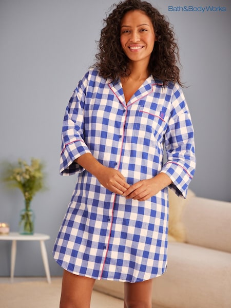 Bath and Body Works USA Blue Gingham Viscose Nightshirt (T97142) | £34