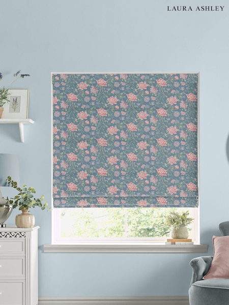 Laura Ashley Blue Tapestry Floral Fabric By The Metre (T97165) | £46