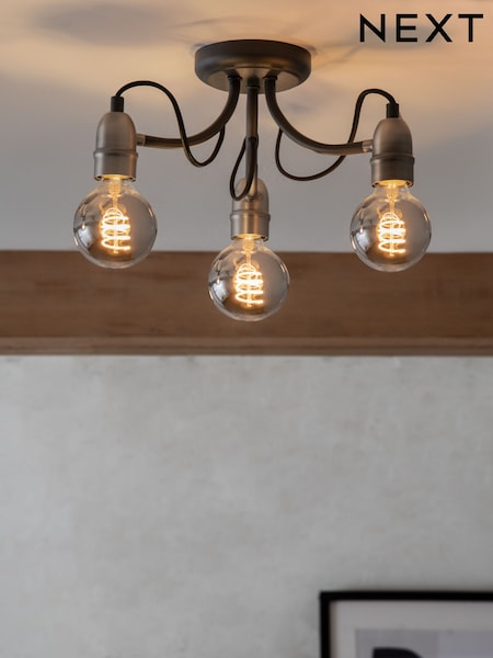 Black Madison 3 Light Flush Fitting Ceiling Light (T98579) | £60
