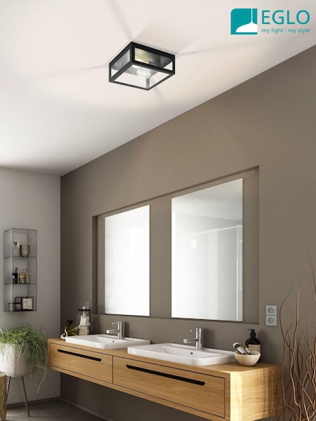 Eglo Black Amezola 2 Light Caged Ceiling Light (TC1443) | £75