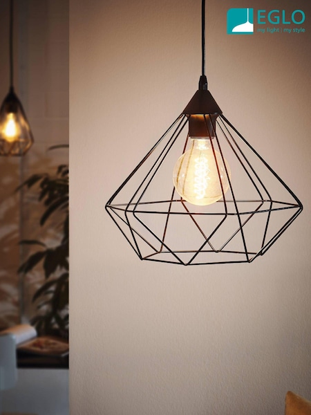 Eglo Black Tarbes Domed Geometric Ceiling Light Pendant (TU4631) | £40