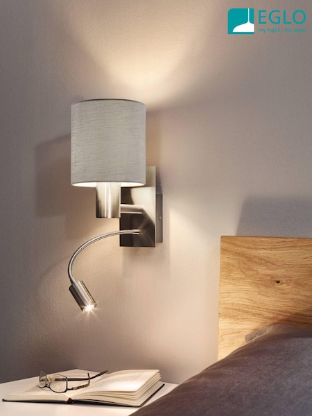 Eglo Pasteri Fabric Wall Lamp With Reading Light (TV2298) | £58