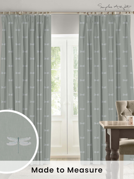 Sophie Allport Grey Dragonfly Made To Measure 100% Cotton Curtains (U00116) | £91
