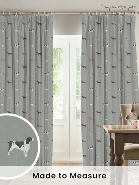 Sophie Allport Sage Green Woof Made To Measure 100% Cotton Curtains (U00119) | £91