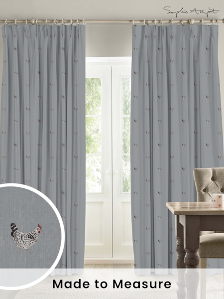 Sophie Allport Green Chicken Made To Measure 100% Cotton Curtains (U00121) | £91