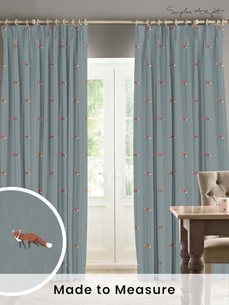 Sophie Allport Blue Foxes Made To Measure 100% Cotton Curtains (U00123) | £91