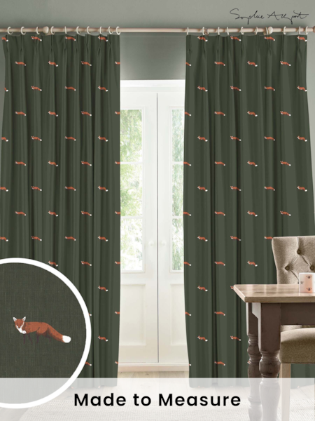 Sophie Allport Forest Green Foxes Made To Measure 100% Cotton Curtains (U00124) | £91