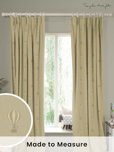 Sophie Allport Gold Bears and Balloons Made To Measure 100% Cotton Curtains (U00127) | £91