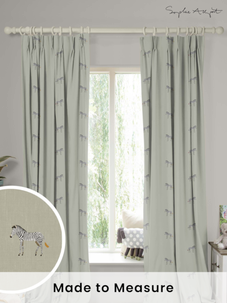 Sophie Allport Natural Zebra Made To Measure 100% Cotton Curtains (U00140) | £91