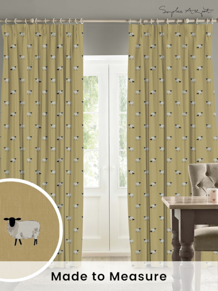 Sophie Allport Ochre Yellow Sheep Made To Measure 100% Cotton Curtains (U00143) | £91