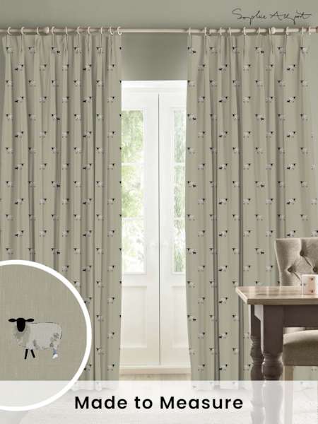 Sophie Allport Natural Sheep Made To Measure 100% Cotton Curtains (U00144) | £91