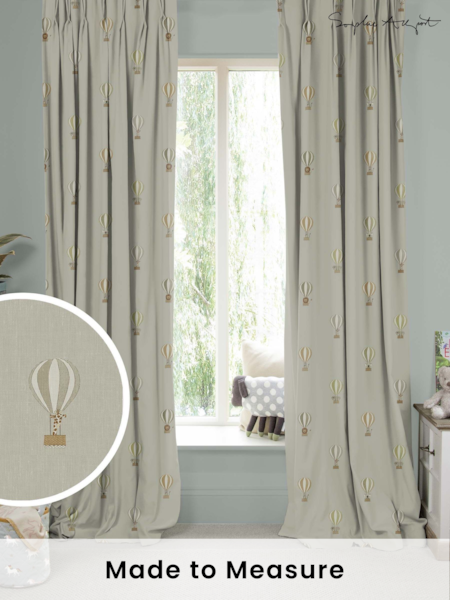 Sophie Allport Grey Bears and Balloons Made To Measure 100% Cotton Curtains (U00145) | £91