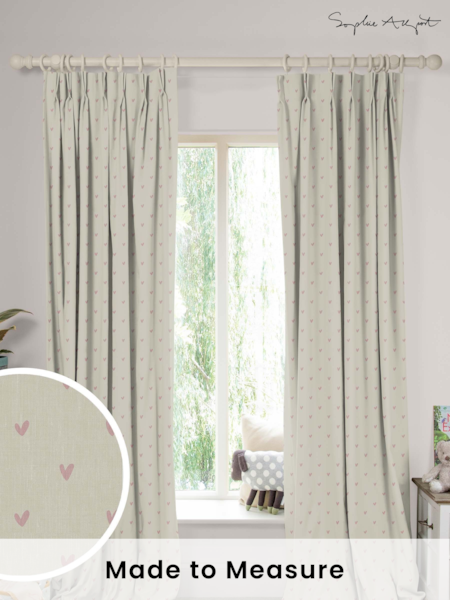 Sophie Allport Natural Hearts Made To Measure 100% Cotton Curtains (U00147) | £91