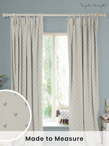 Sophie Allport Natural Hearts Made To Measure 100% Cotton Curtains (U00148) | £91