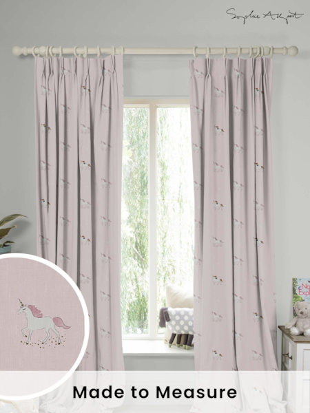 Sophie Allport Pink Unicorn Made To Measure 100% Cotton Curtains (U00152) | £91