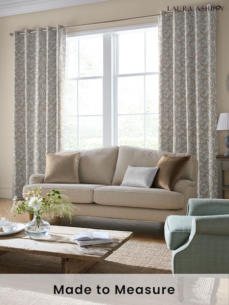 Laura Ashley Natural Willow Leaf Chenille Made To Measure Curtains (U00153) | £91
