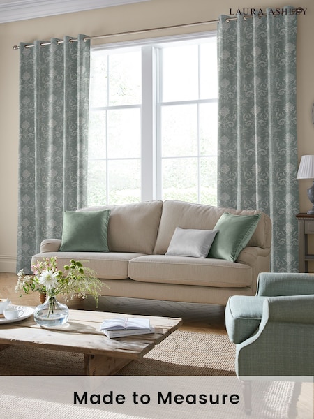 Laura Ashley Grey Josette Woven Made To Measure Curtains (U00157) | £100
