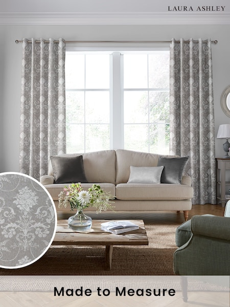 Laura Ashley Steel Grey Josette Woven Made To Measure Curtains (U00158) | £100