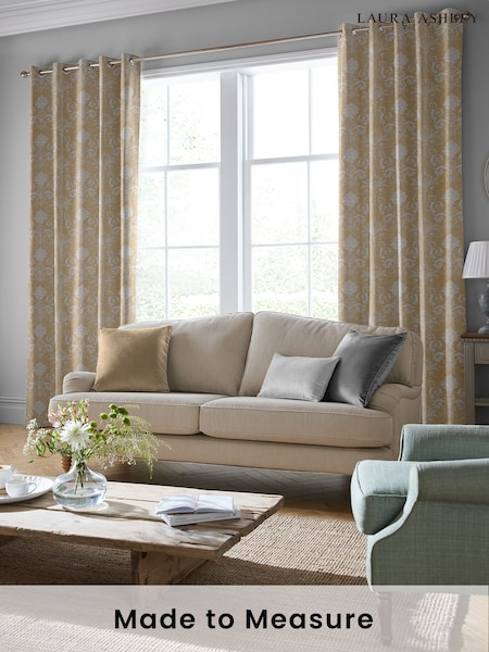 Laura Ashley Gold Josette Woven Made To Measure Curtains (U00159) | £100