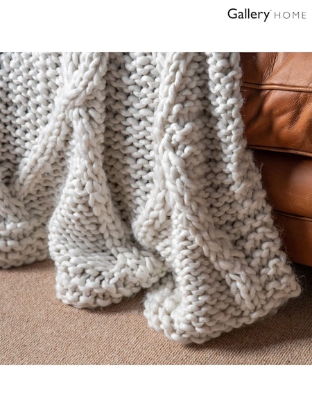 Gallery Home Cream Knitted Diamond Throw (U00409) | £58