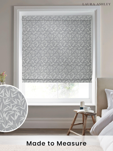 Laura Ashley Grey Willow Leaf Chenille Made To Measure Roman Blind (U00694) | £79
