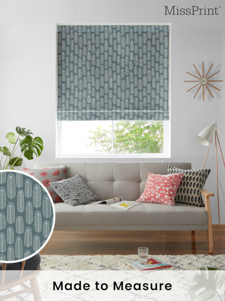 MissPrint Grey 100% Cotton Bloom Made to Measure Roman Blind (U04836) | £79