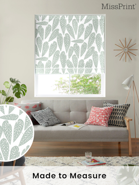 MissPrint Grey 100% Cotton Tropics Made to Measure Roman Blind (U04837) | £79