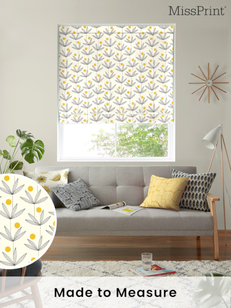 MissPrint Cream 100% Cotton Palm Tree Made to Measure Roman Blind (U04839) | £79