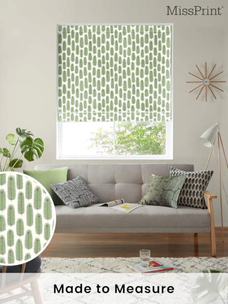 MissPrint Green 100% Cotton Bloom Blossom Made to Measure Roman Blind (U04845) | £79