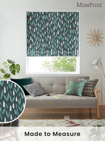 MissPrint Blue 100% Cotton Snow Drops Made to Measure Roman Blind (U04847) | £79