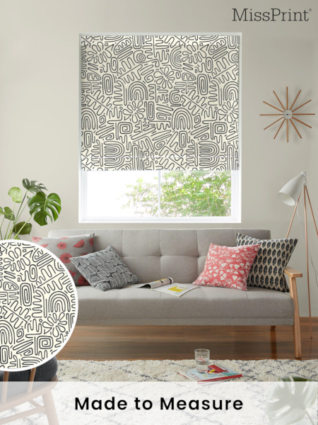 MissPrint Black 100% Cotton Nazca Made to Measure Roman Blind (U04849) | £79