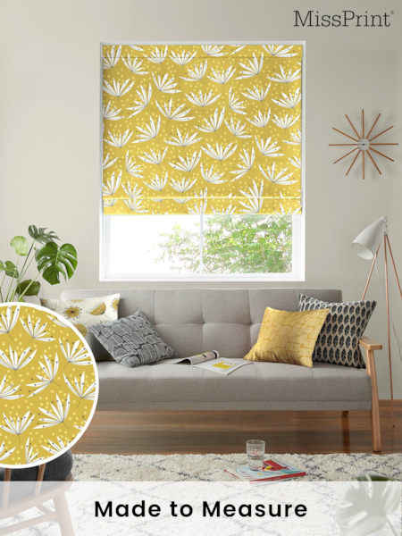 MissPrint Yellow 100% Cotton Wildflower Made to Measure Roman Blind (U04850) | £79
