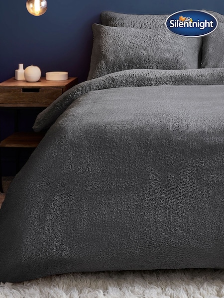 Silentnight Charcoal Grey Fleece Cosy Teddy Duvet Cover and Pillowcase Set (U08291) | £20 - £30